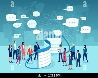 Vector of a two crowds of people from different countries separated from each other by face mask Stock Vector