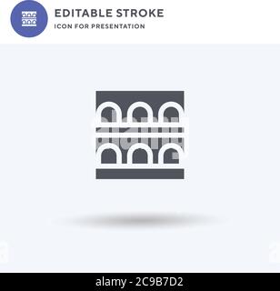 Aqueduct Of Segovia icon vector, filled flat sign, solid pictogram isolated on white, logo illustration. Aqueduct Of Segovia icon for presentation. Stock Vector