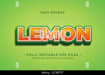 fresh lemon text effect 100% editable vector image Stock Vector