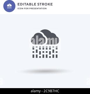 Heavy Rain icon vector, filled flat sign, solid pictogram isolated on white, logo illustration. Heavy Rain icon for presentation. Stock Vector