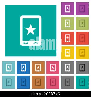 Mobile mark multi colored flat icons on plain square backgrounds. Included white and darker icon variations for hover or active effects. Stock Vector