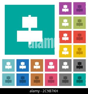 Align to center multi colored flat icons on plain square backgrounds. Included white and darker icon variations for hover or active effects. Stock Vector