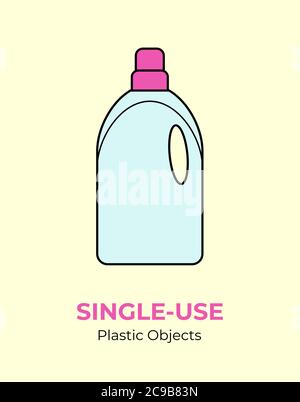 Plastic bottle household chemistry. Vector illustration of single-use recycling plastic bottle. Household plastic Stock Vector
