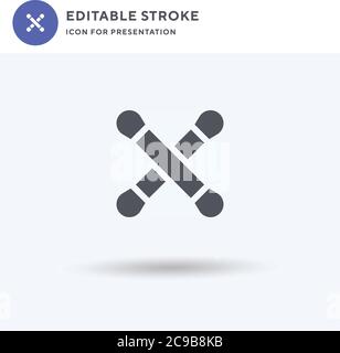 Cotton Swabs icon vector, filled flat sign, solid pictogram isolated on white, logo illustration. Cotton Swabs icon for presentation. Stock Vector