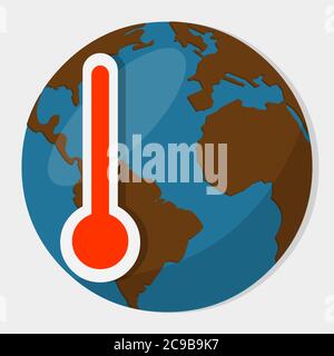 thermometer and planet earth for greenhouse effect icon vector illustration Stock Vector