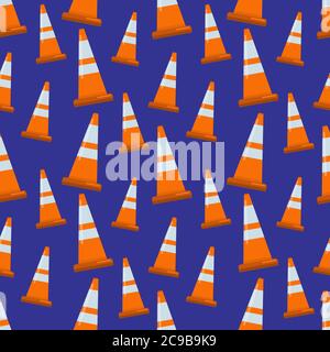 safety cone seamless pattern vector illustration background Stock Vector