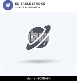 Saturn icon vector, filled flat sign, solid pictogram isolated on white, logo illustration. Saturn icon for presentation. Stock Vector