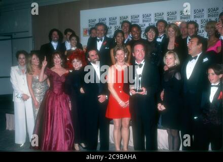 Beverly Hills, California, USA 14th February 1996 Cast of Days of Lives wins Favorite Show including actors Louise Sorel, Peter Reckell, Kristian Alfonso, John Aniston, Suzanne Rogers, Austin Peck, Thyme Lewis, Mark Valley and cast attend the 12th Annual Soap Opera Digest Awards on February 14, 1996 at the Beverly Hilton Hotel in Beverly Hills, California, USA. Photo by Barry King/Alamy Stock Photo Stock Photo