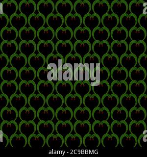 Beautiful Seamless hand drawn Vector pattern of Snakes for fashion prints on black background Stock Vector
