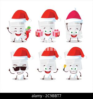 Santa Claus emoticons with essay paper cartoon character Stock Vector