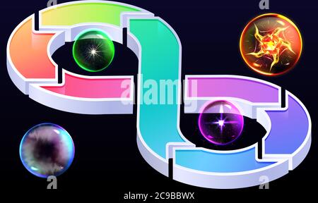 infinite loop with bubbles on dark background Stock Vector