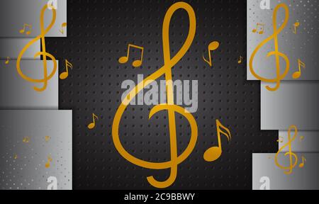 music symbol on digital dark backgrounds Stock Vector