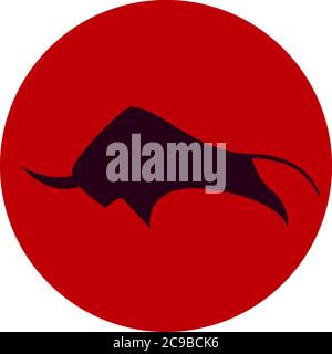 savage bull vector illustration icon red black Stock Vector