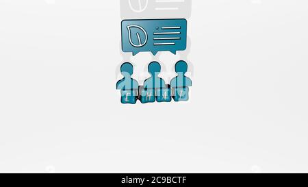 3D graphical image of CHAT vertically along with text built by metallic cubic letters from the top perspective, excellent for the concept presentation and slideshows. illustration and icon Stock Photo