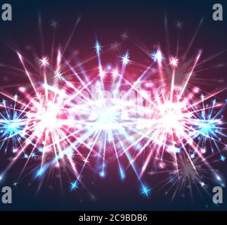 Illustration with bright holiday fireworks. Vector element for your creativity Stock Vector