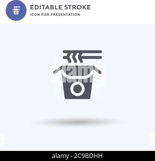 Noodles icon vector, filled flat sign, solid pictogram isolated on white, logo illustration. Noodles icon for presentation. Stock Vector