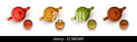 Set of teapots and cups Stock Vector