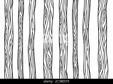 Seamless texture with doodle tree trunks. Vector element for your creativity Stock Vector