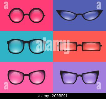 Set realistic various  spectacles. Vector element for your creativity Stock Vector