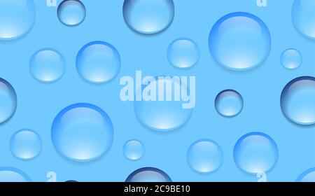 Seamless texture with transparent water droplets. Vector background for your creativity Stock Vector