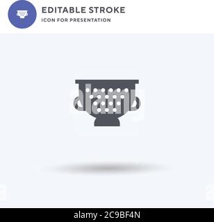 Strainer icon vector, filled flat sign, solid pictogram isolated on white, logo illustration. Strainer icon for presentation. Stock Vector