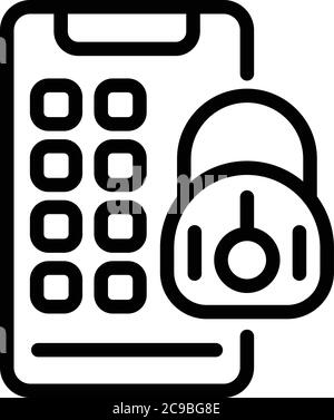 Secured phone personal files icon, outline style Stock Vector