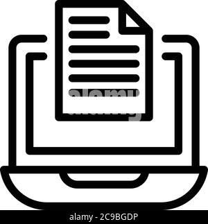 Laptop secured data icon, outline style Stock Vector