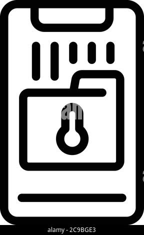 Secured smartphone folder icon, outline style Stock Vector