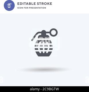 Grenade icon vector, filled flat sign, solid pictogram isolated on white, logo illustration. Grenade icon for presentation. Stock Vector