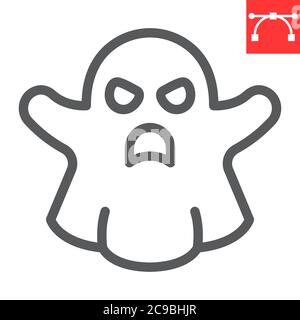 Ghost line icon, halloween and scary, ghost sign vector graphics, editable stroke linear icon, eps 10. Stock Vector
