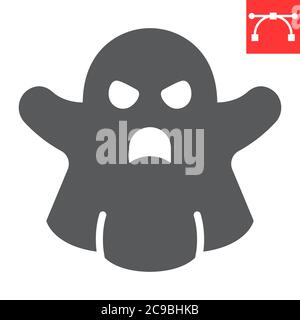 Ghost glyph icon, halloween and scary, ghost sign vector graphics, editable stroke solid icon, eps 10. Stock Vector
