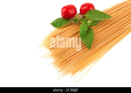 Raw spaghetti isolated on a white background Stock Photo