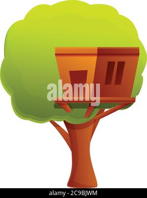Cartoon treehouse with windows and a door Stock Vector Image & Art - Alamy