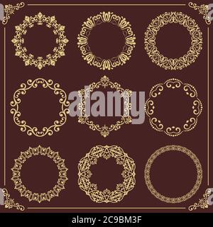 Vintage Set of Vector Round Elements Stock Vector