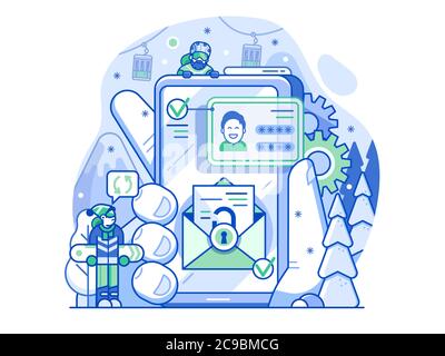 Ski Resort App Concept of Registration with Email Stock Vector