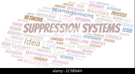 Suppression Systems typography vector word cloud. Wordcloud collage made with the text only. Stock Vector