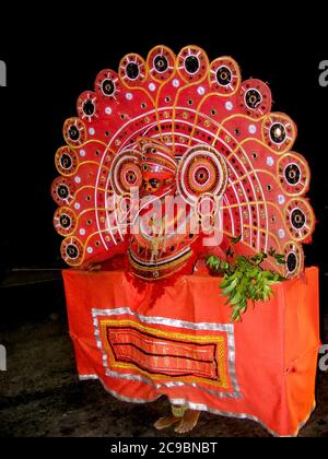 Theyyan designs in kerala temple festival procession Stock Photo