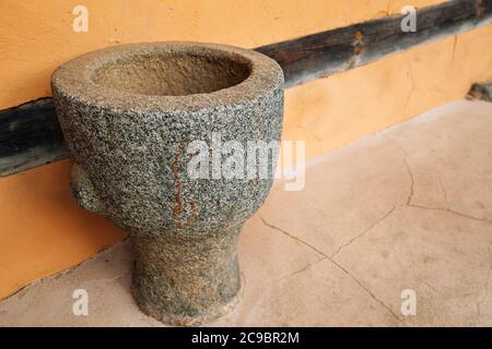 Korean traditional large stone mortar Stock Photo