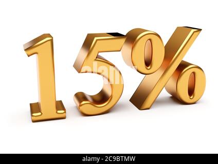 Words 15 percent off discount isolated on white. 3d rendering Stock Photo