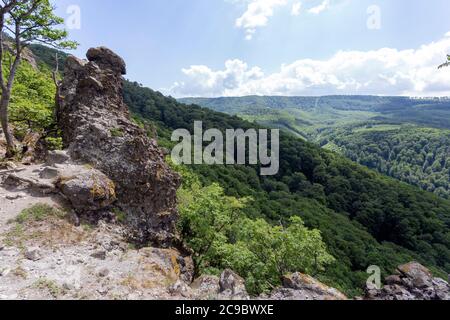 Volcanic rocks (Vadallo-kovek) in the Pilis mountains near Budapest, Hungary.