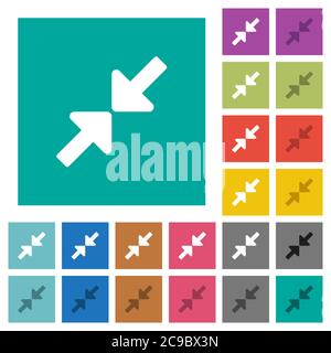 Resize small multi colored flat icons on plain square backgrounds. Included white and darker icon variations for hover or active effects. Stock Vector