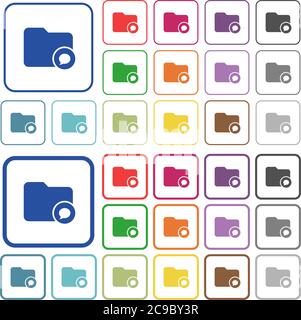 Directory notifications color flat icons in rounded square frames. Thin and thick versions included. Stock Vector
