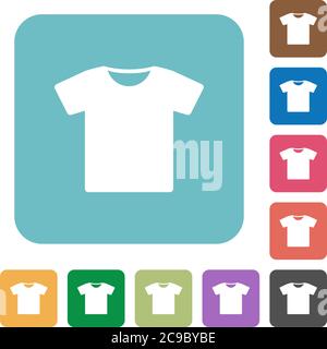 T-shirt white flat icons on color rounded square backgrounds Stock Vector
