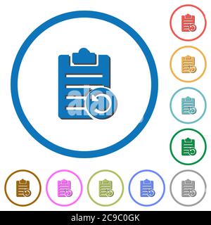 Undo note changes flat color vector icons with shadows in round outlines on white background Stock Vector