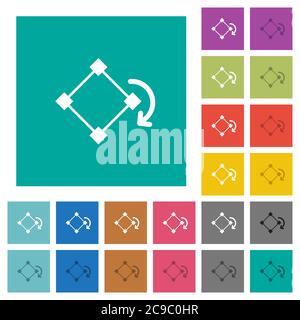Rotate element multi colored flat icons on plain square backgrounds. Included white and darker icon variations for hover or active effects. Stock Vector