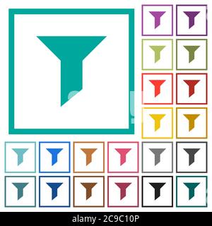 Filter flat color icons with quadrant frames on white background Stock Vector