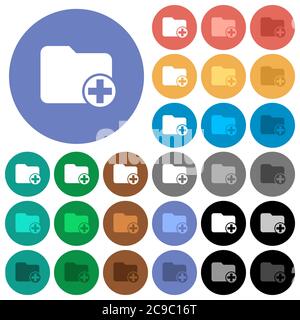 Add new directory multi colored flat icons on round backgrounds. Included white, light and dark icon variations for hover and active status effects, a Stock Vector