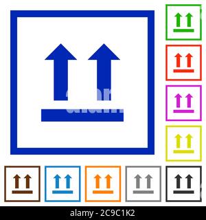 Side up sign flat color icons in square frames on white background Stock Vector