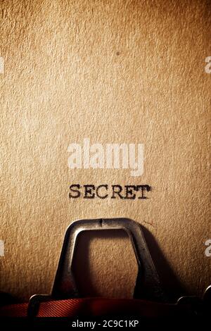 Secret word written with a typewriter. Stock Photo