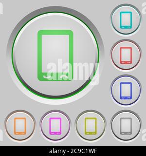 Mobile phone with blank display color icons on sunk push buttons Stock Vector